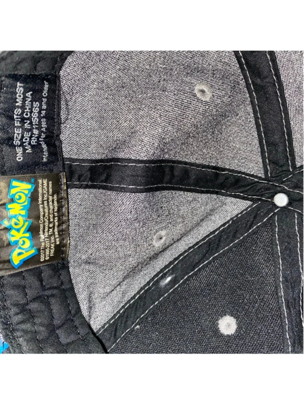 Men's Pokemon Gray Blue Snapback Hat One Size